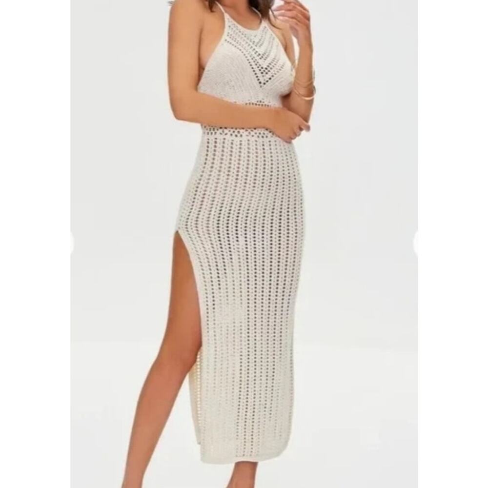 Forever 21 Crochet Knit Midi Dress-Coverup